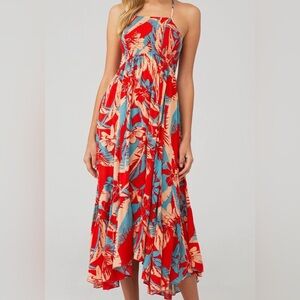 Intimately Free People Heat Wave Tropical Print Smocked Maxi Dress Size XS